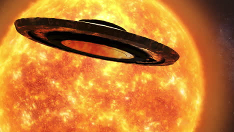 A spaceship over the sun