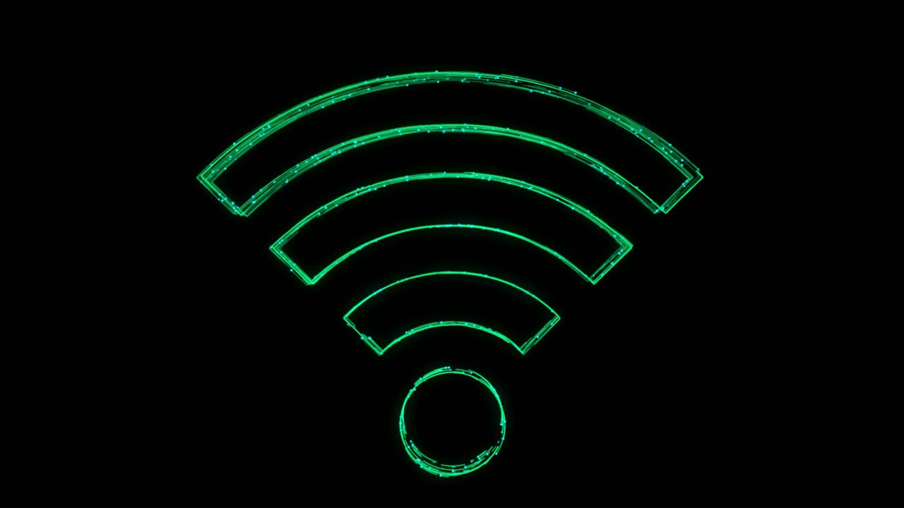 Wireless network animated icon appearing with lines on black background wireless network connection