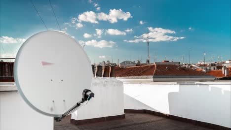 time-lapse of the roofs and the sky with clouds