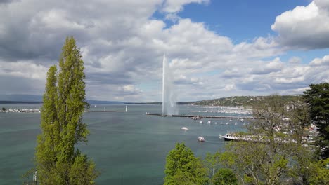 Drohnenaufnahmen-über-Der-Innenstadt-Und-Dem-Seegebiet-Von-Genf,-Schweiz