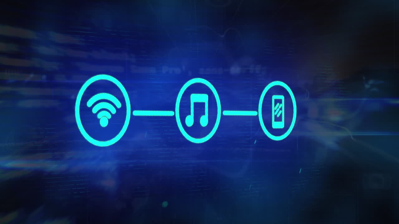 animação da rede de ligações através de trilhas de luz e processamento de dados