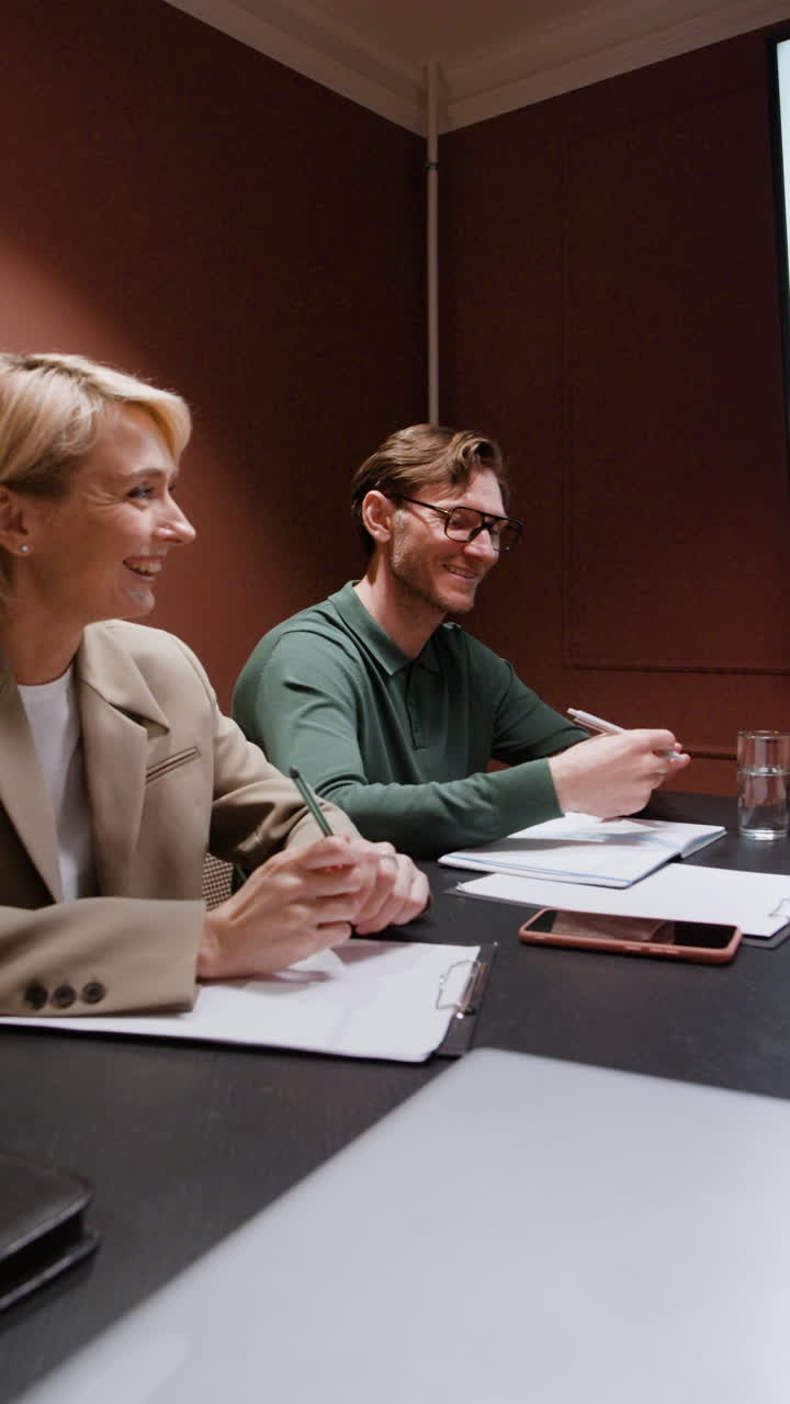 Professional Business Meeting with Data Presentation