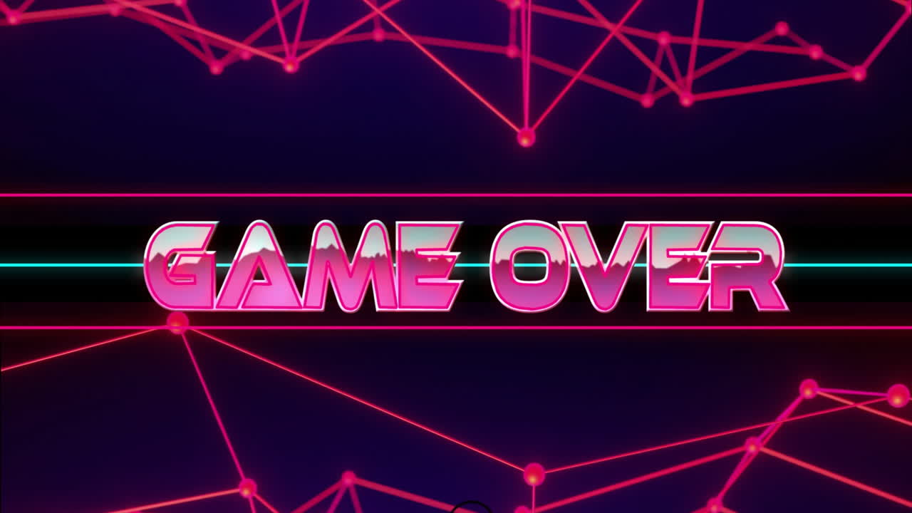 검은색 배경의 텍스트와 연결에 대한 게임의 애니메이션