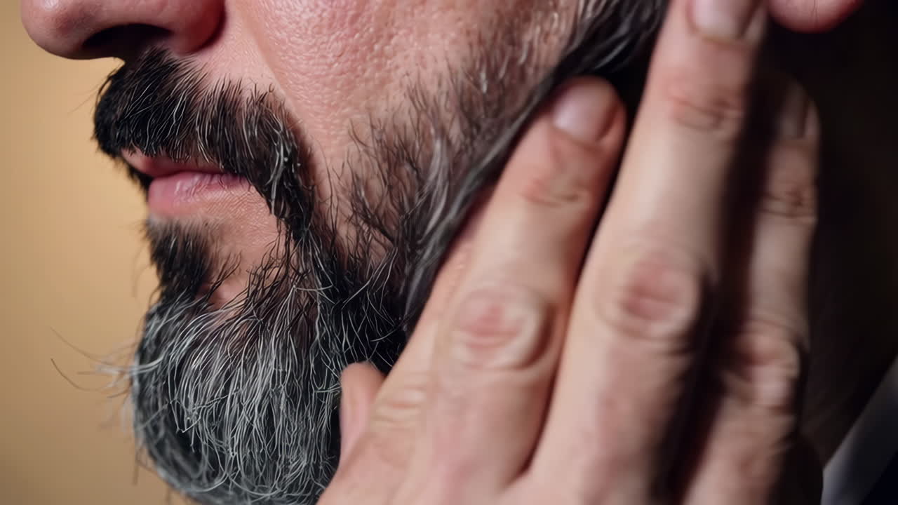 Man touching his beard
