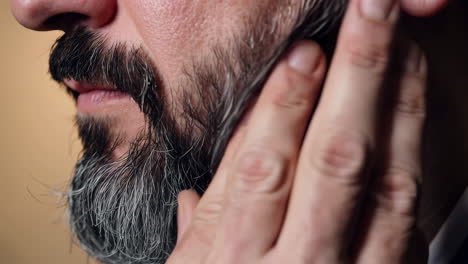 man touching his beard