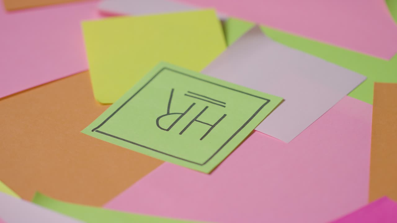 Business Concept Of Revolving Sticky Notes With HR Written On Top Note 1