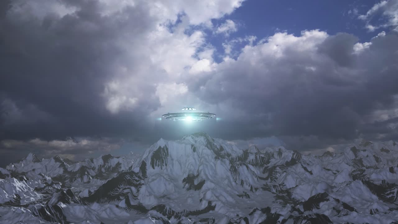 UFO over Snowy Mountains