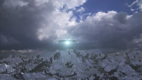 ufo over snowy mountains