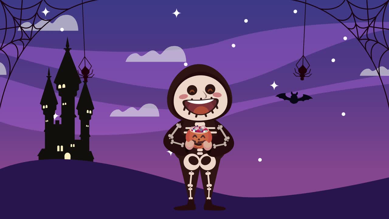 niño disfrazado de personaje esqueleto