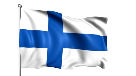 flag of finland with fabric structure in the wind (alpha channel, loopable)