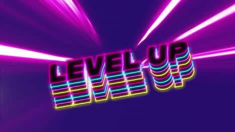 Animation-of-lights-around-level-up-texts-over-blue-background