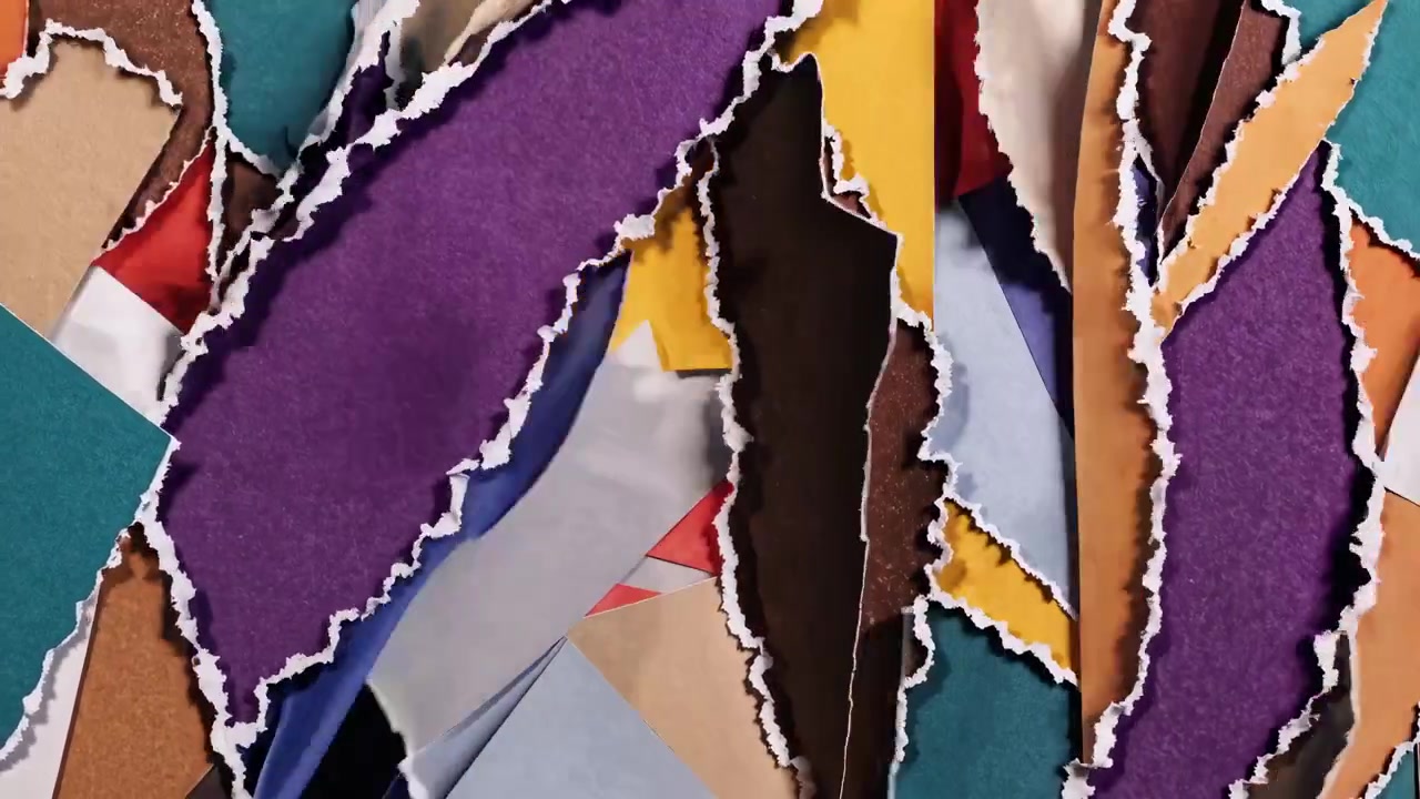 Dynamic Collage of Shifting Ripped Paper Textures