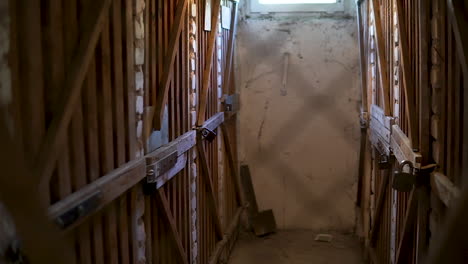 enclosed portion of a house basement with wooden doors closed