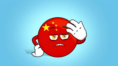 cartoon icon flag china upset facepalm with face animation