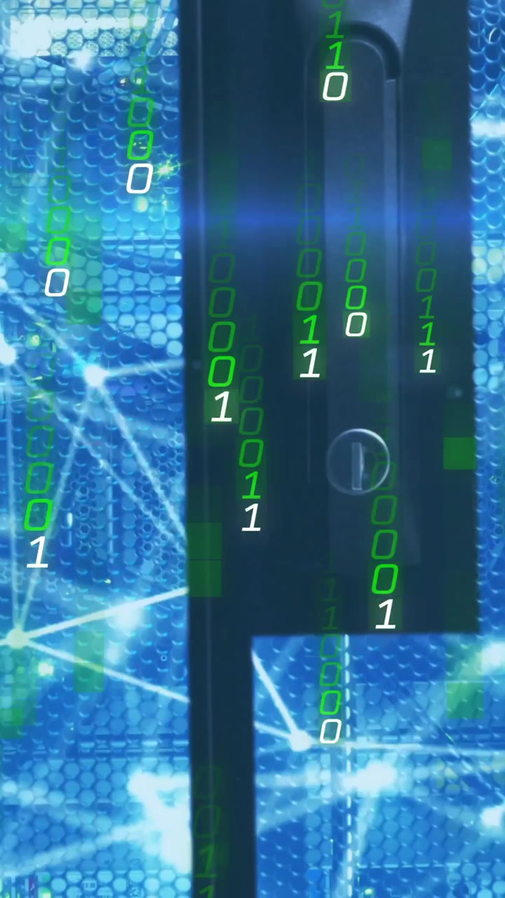 Binary code and network connections animation over blue digital background