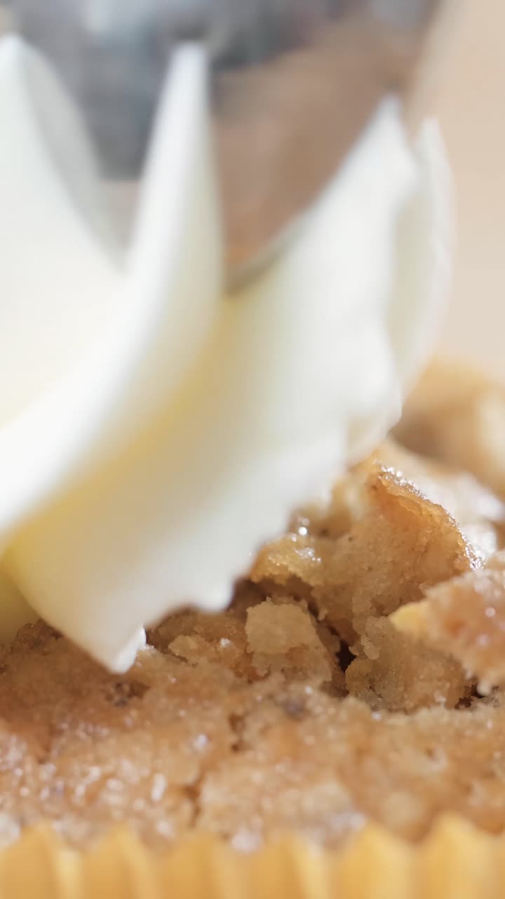 Close-up of a Cupcake with Whipped Cream