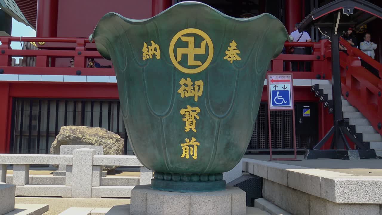 The view of bell monument in sensoji temple