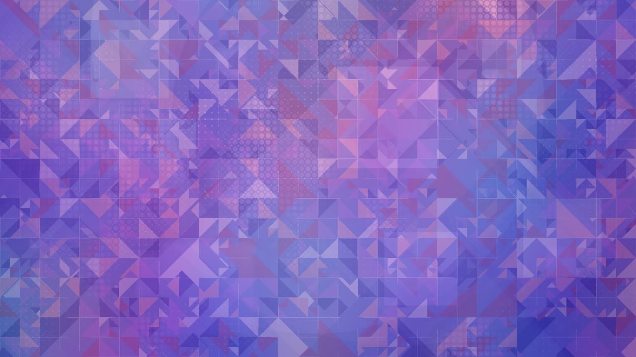 Animazione di sfondo con pattern geometrico astratto a triangoli, texture a mosaico viola e violetto, estetica di design digitale moderno