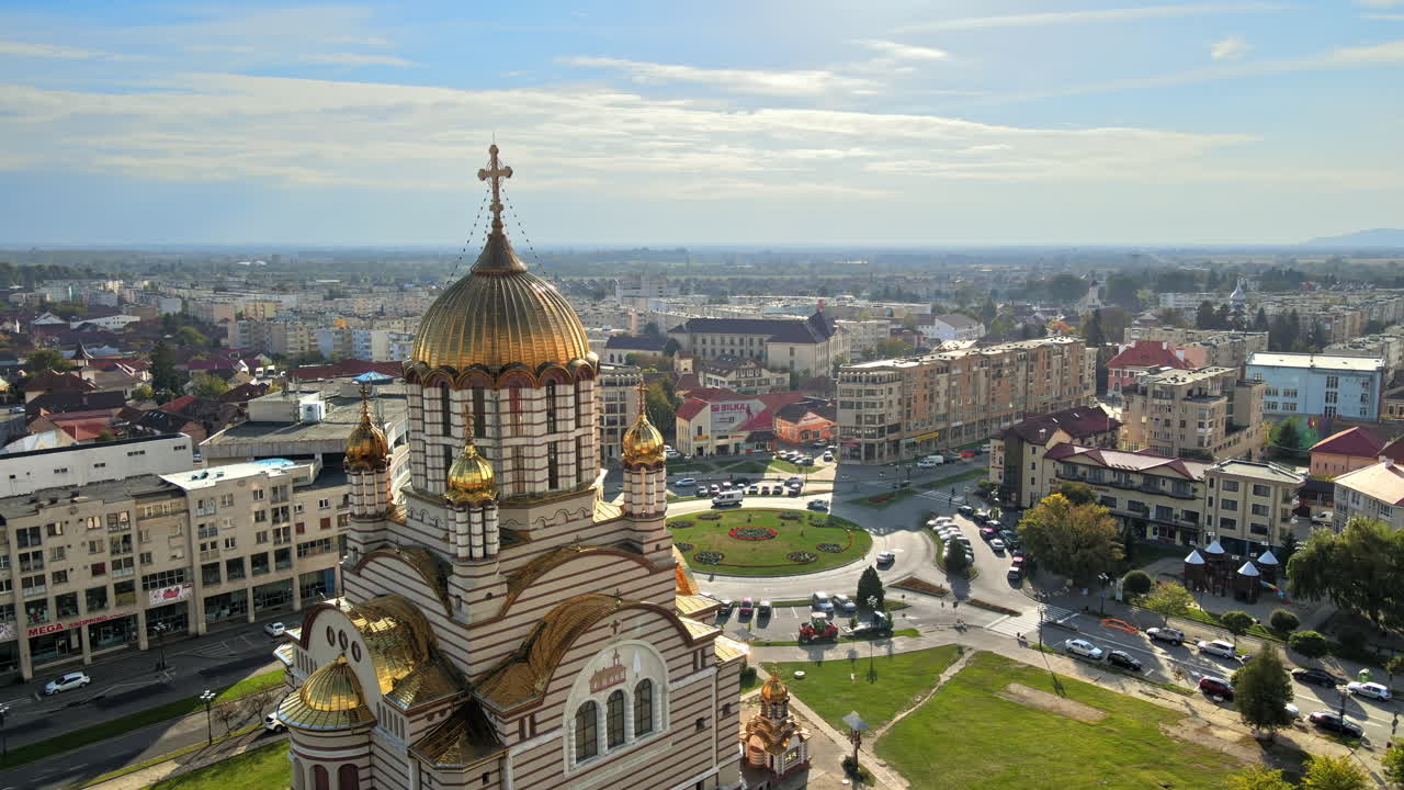 Aerial View of a Cathedral in an Urban Landscape