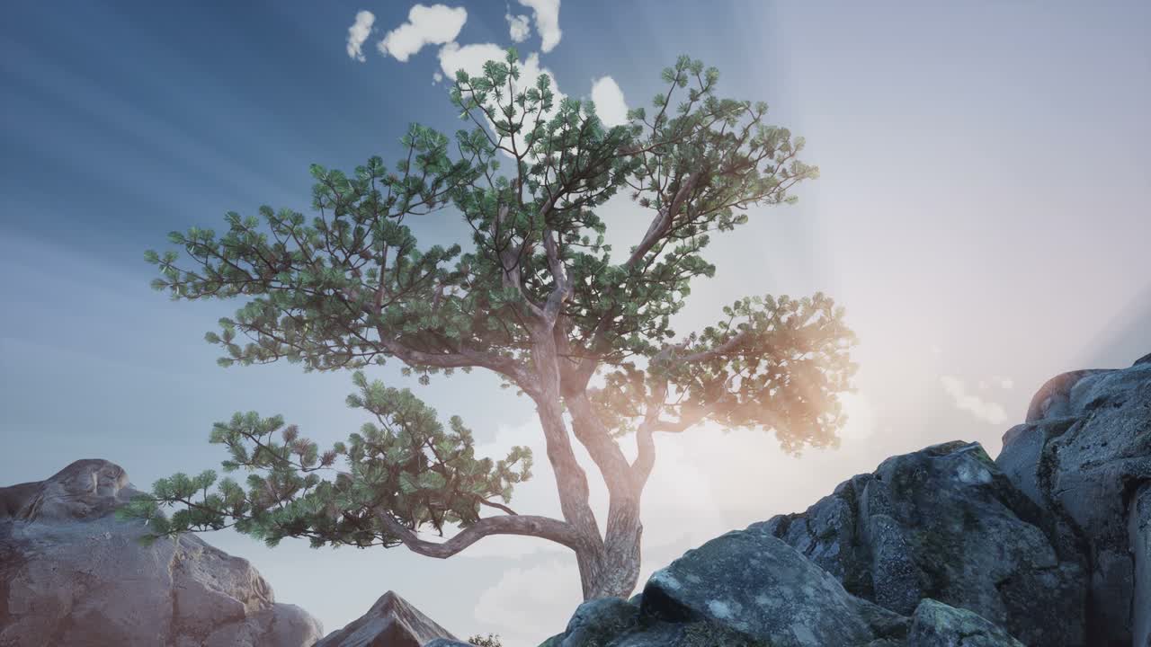 나무들을 가로지르는  ⁇ 빛