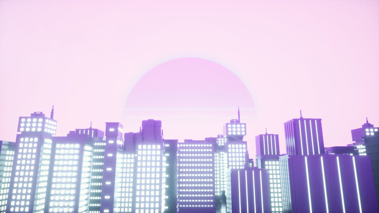 ciudad futurista retro. vj onda sintética en bucle animación 3d para video musical