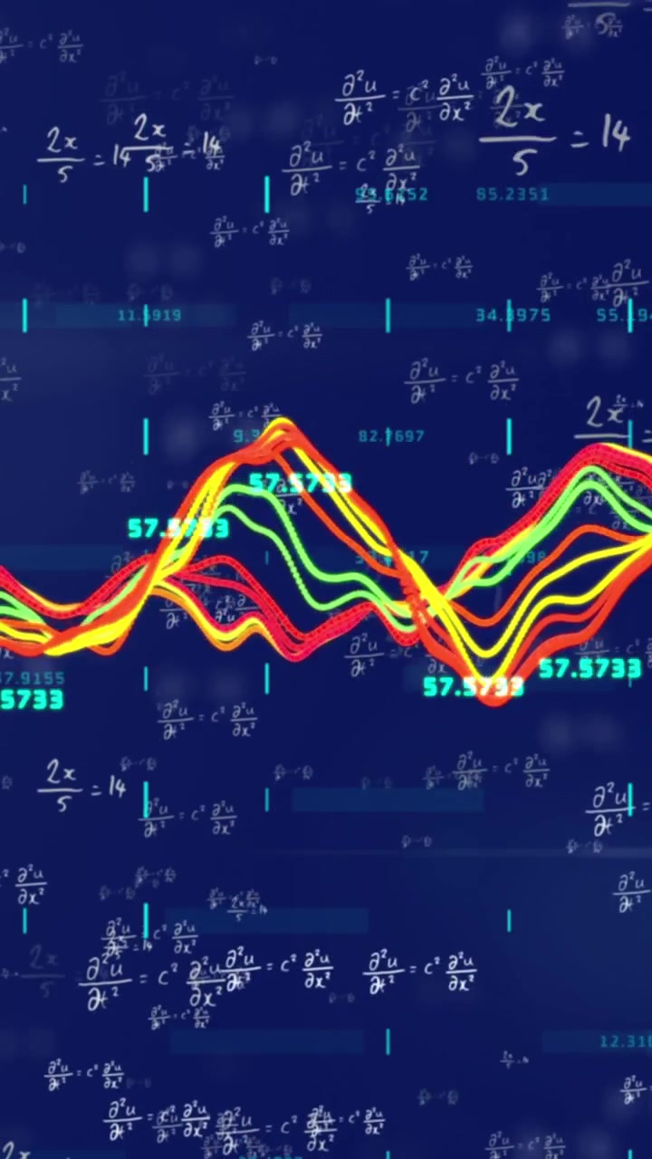 Dynamic Data Visualization with Wavy Lines and Mathematical Equations