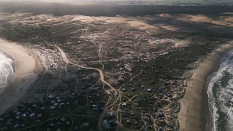 aerial of cabo polonio uruguay famous travel holiday destination in natural park reserved protected area