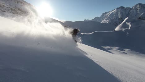 professional freeriding in deep powder in the tyrolean mountains