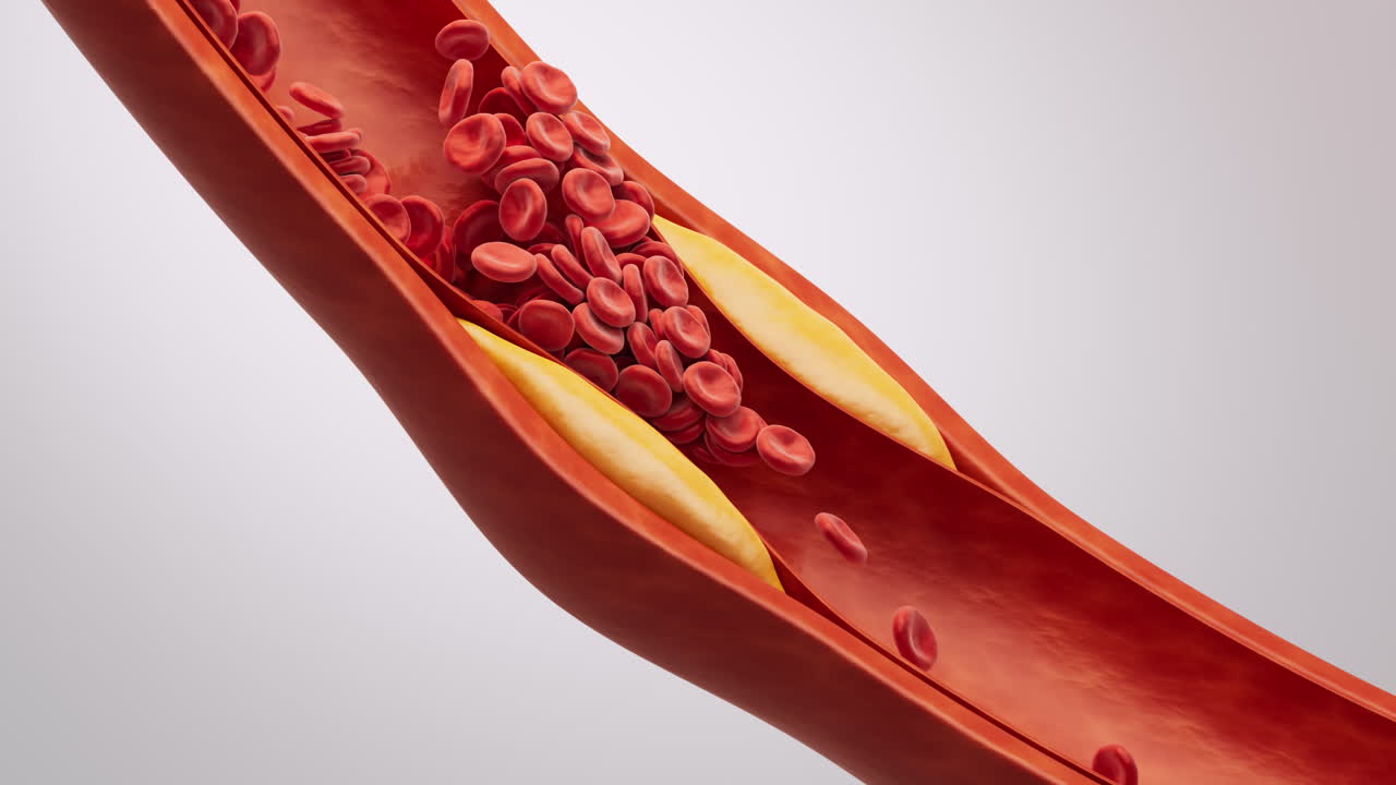Blood vessel with blood fat in it, 3d rendering