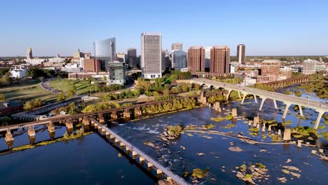 walking trail and automobile bridge leading into richmond virginia aerial