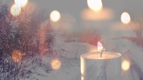 animation of candles over winter road landscape