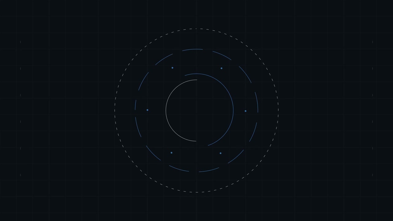 Abstract Digital Circular Interface Animation on Dark Background