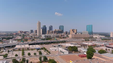 establishing drone shot of fort worth, texas