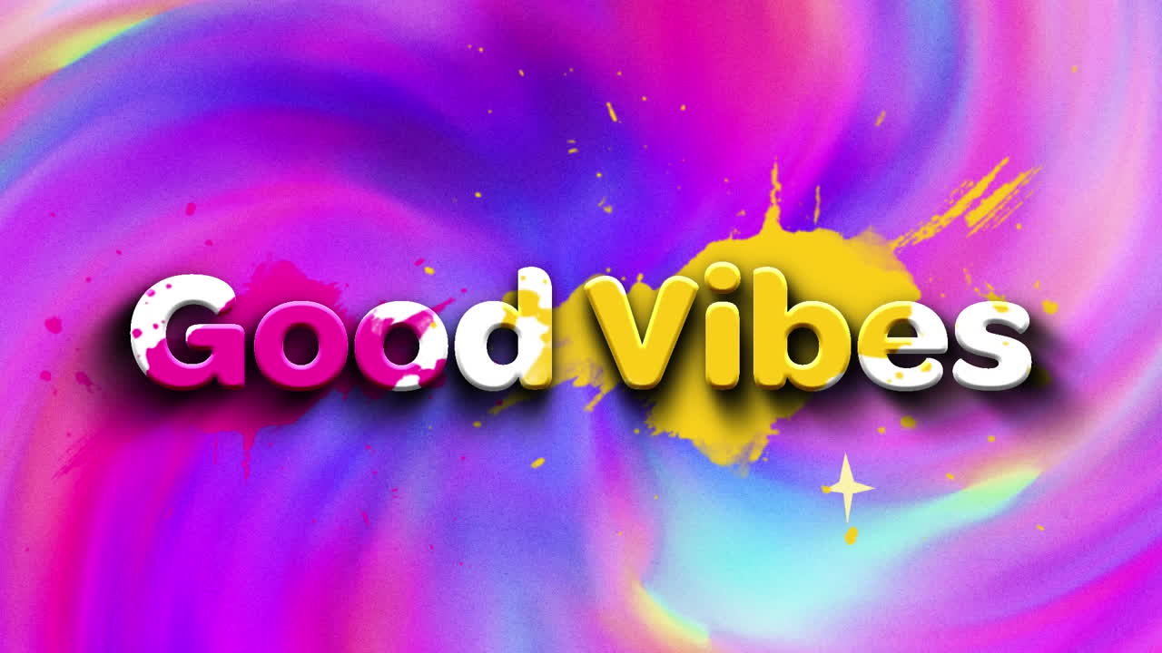 animación de texto de vibraciones en un fondo colorido