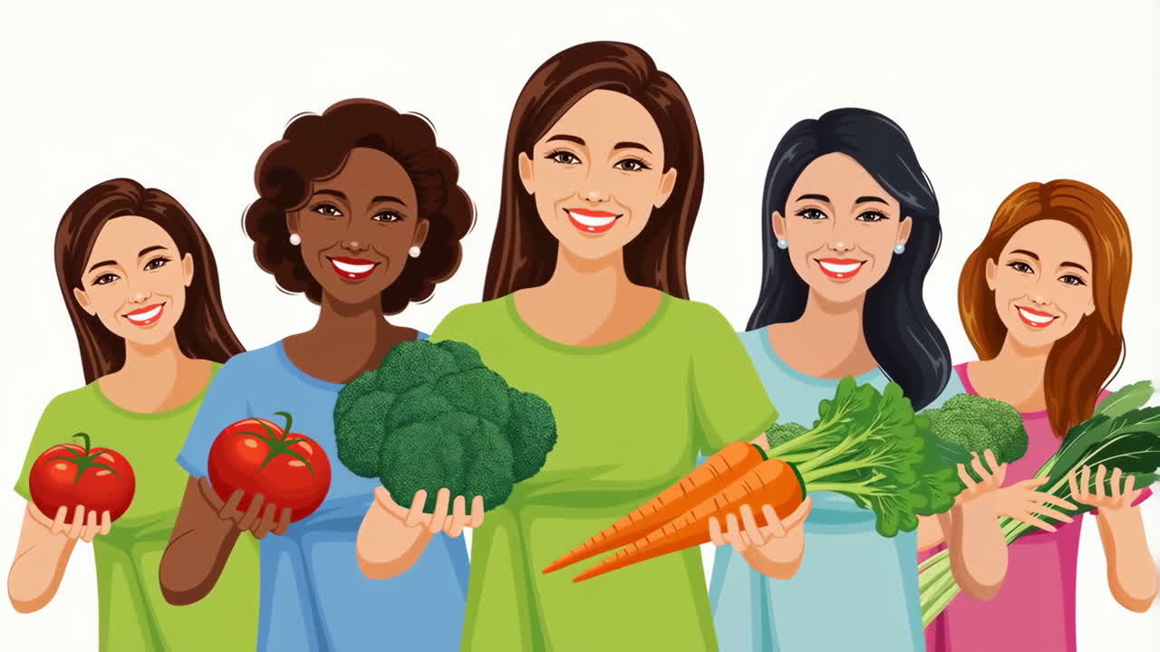 Diverse Women Holding Fresh Vegetables