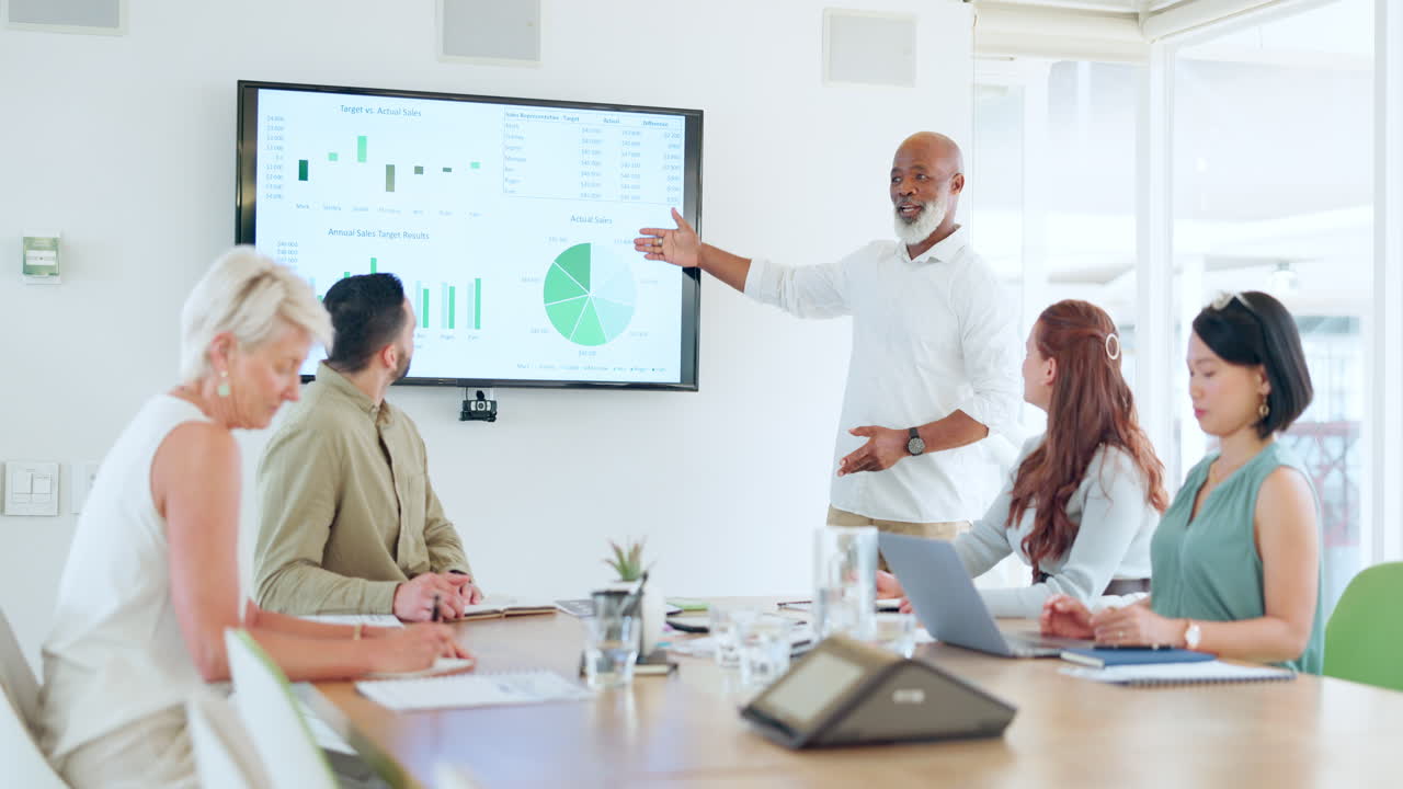 Charts, data and tv presentation of black man