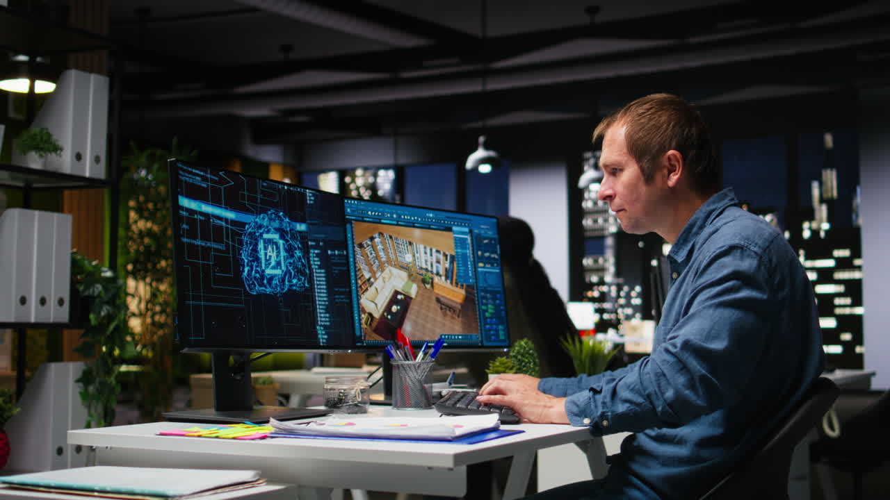 Interior designer engineer using AI neural networks to help create furniture