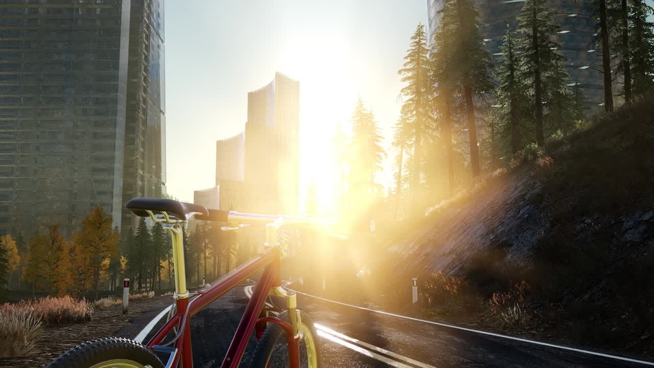 도로 에 있는 도시 자전거