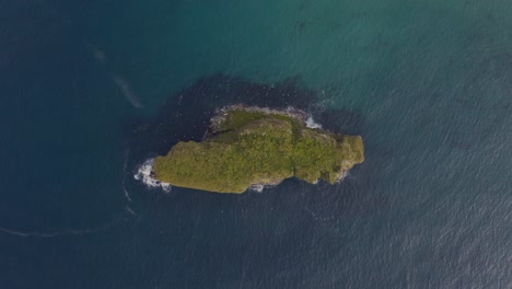 Aerial-Castro-Ballota-Island-in-Asturias-Turquoise-Water-and-Seagulls-In-Spain