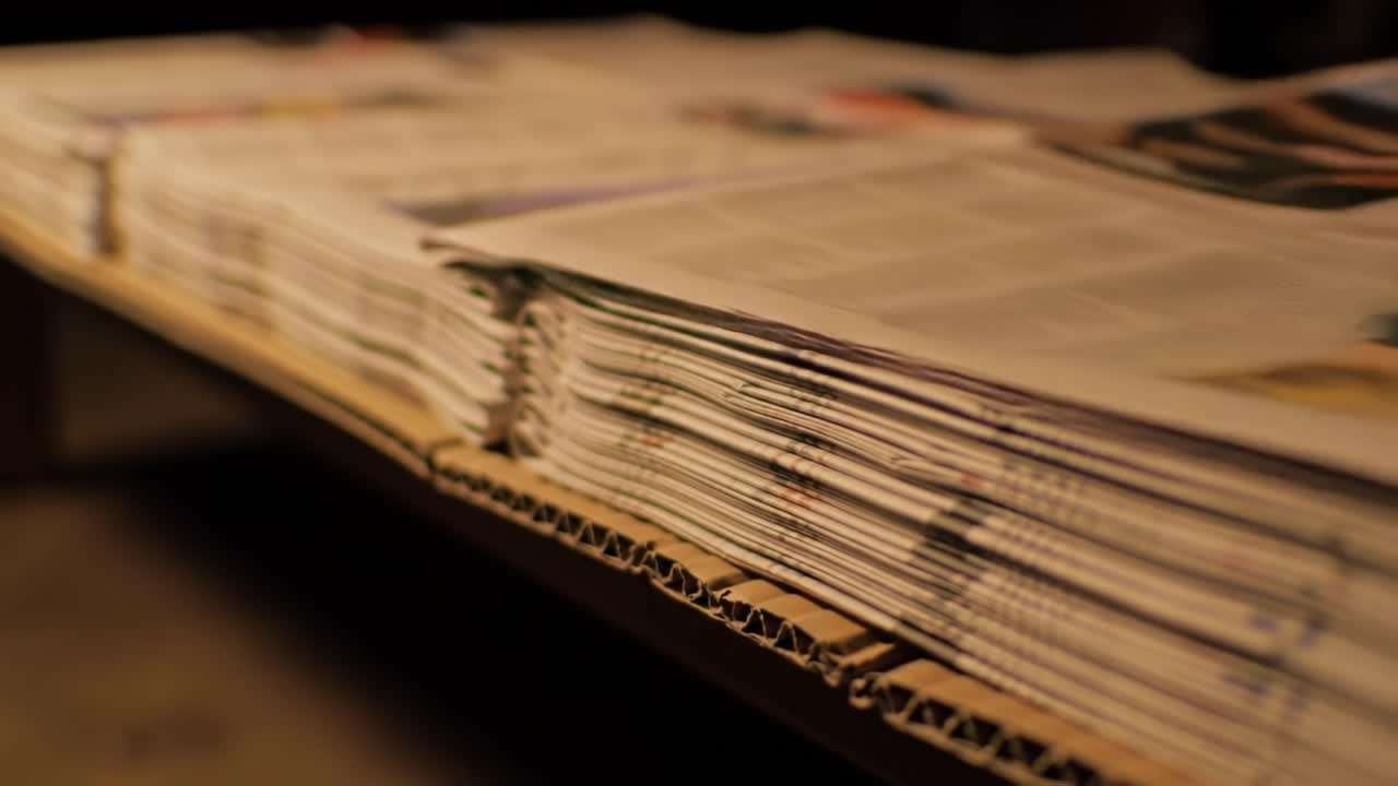 Stacked Newspapers Capturing the Essence of Journalism: A Visually Striking Composition Representing the Power of Printed News and Information in a Modern Setting