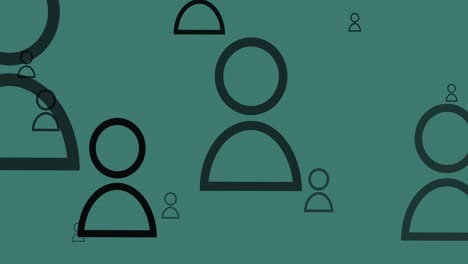 animación de los iconos de las personas de las redes sociales sobre fondo verde