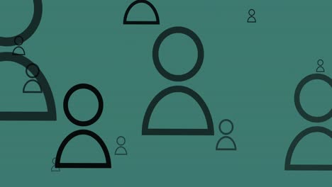 animation of social media people icons over green background