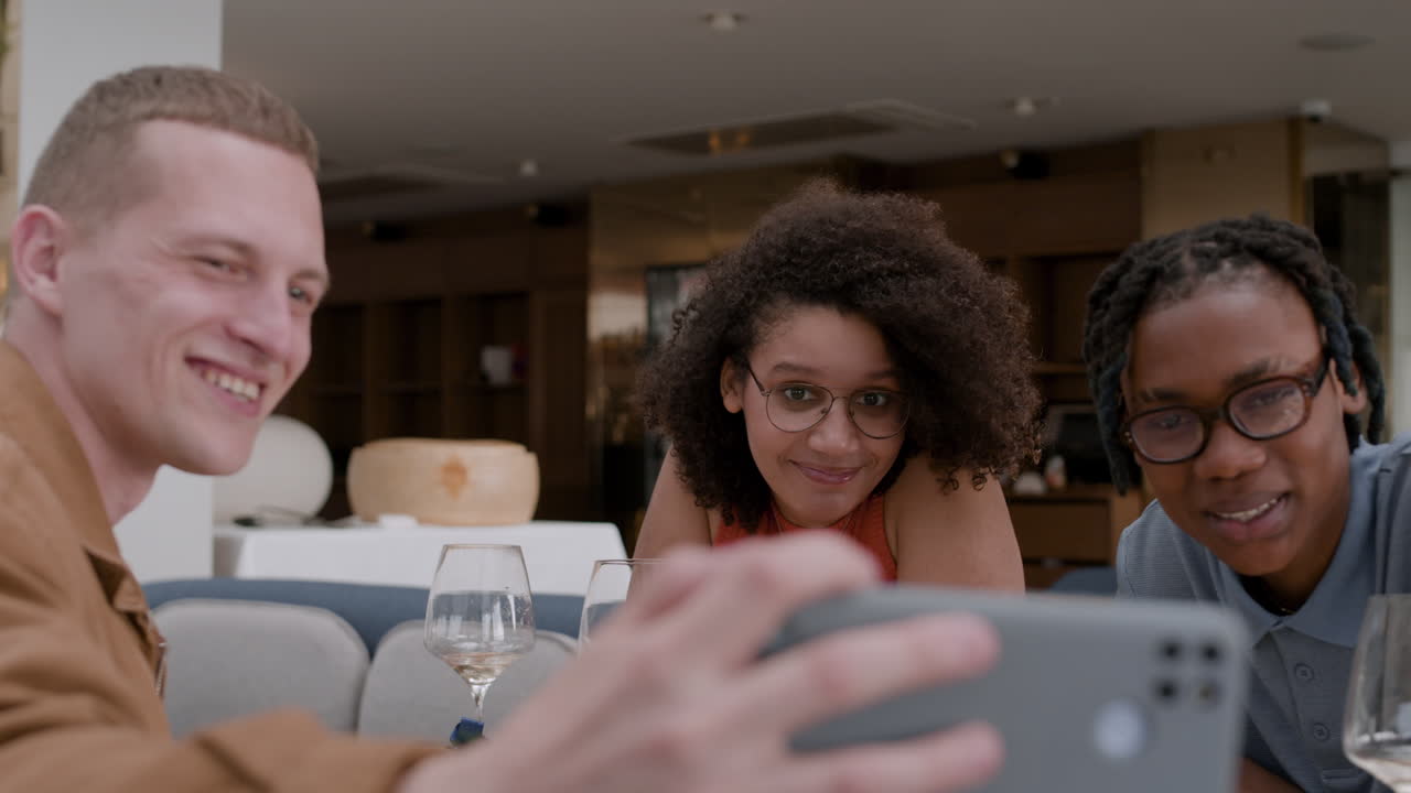 Friends enjoying a meal together in a restaurant