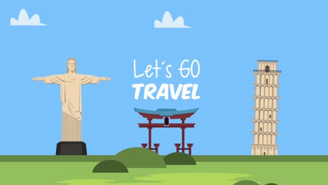 lets go travel lettering with monuments