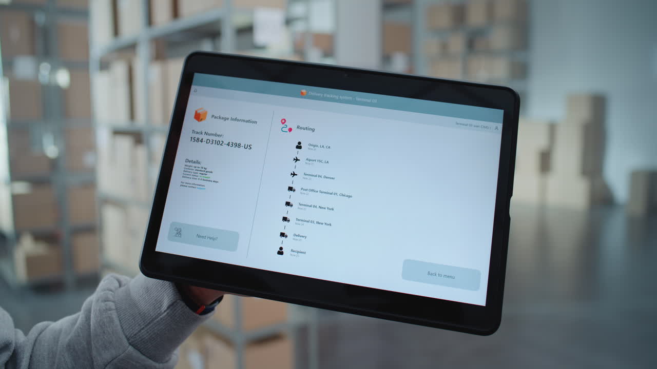 aplicación de seguimiento de paquetes en un almacén
