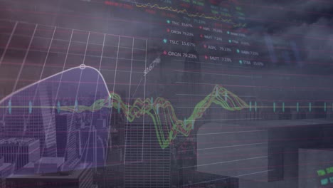 Animation-of-statistical-and-stock-market-data-processing-against-aerial-view-of-cityscape