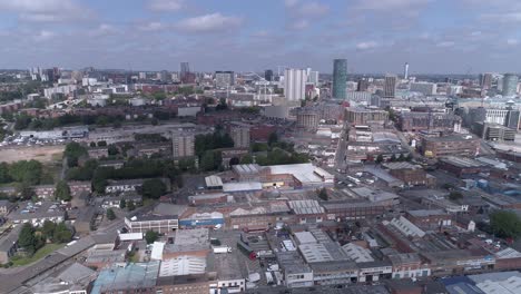 right to left aerial shot above birmingham city centre