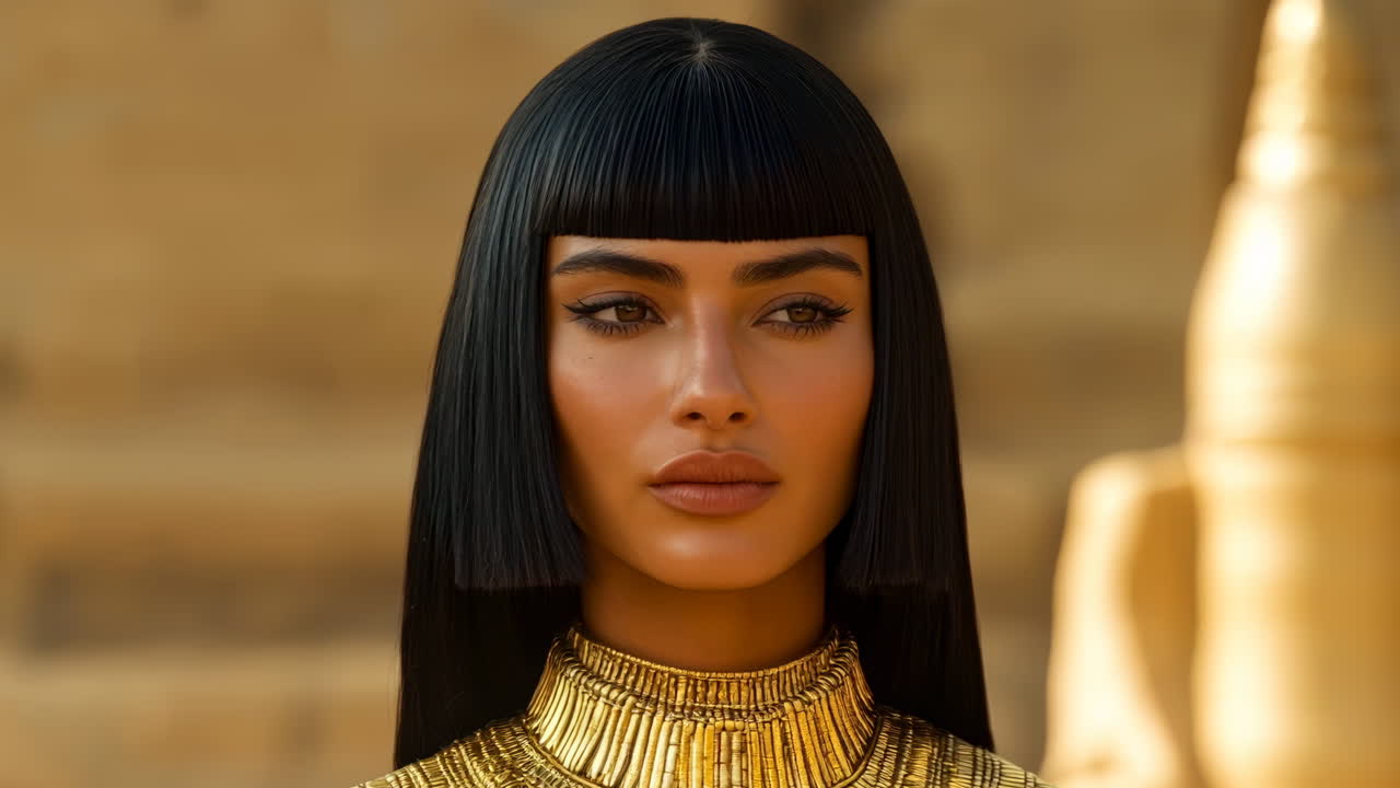 A royal egyptian queen nestled amidst the grandeur of ancient splendor and majesty