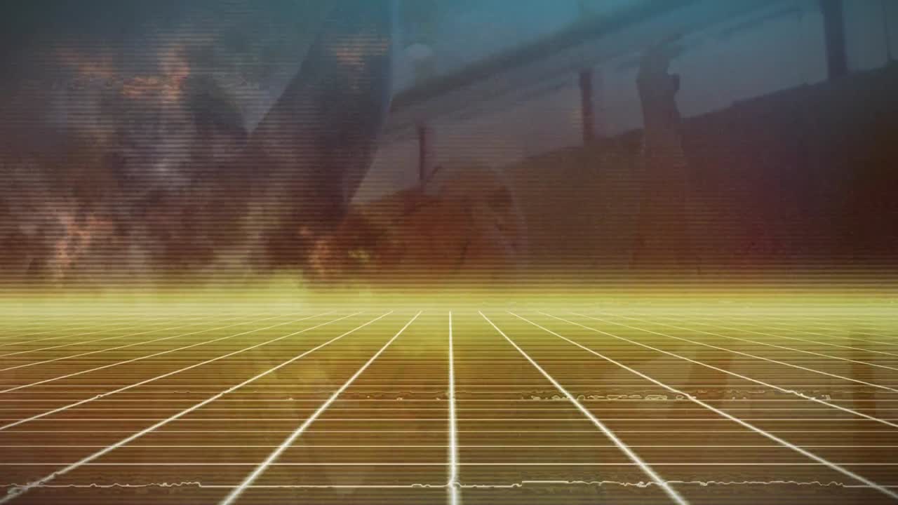 디지털 배경에서 다양한 남녀 농구 선수들의 애니메이션