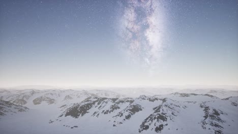 Vía-Láctea-Sobre-Terreno-Cubierto-De-Nieve